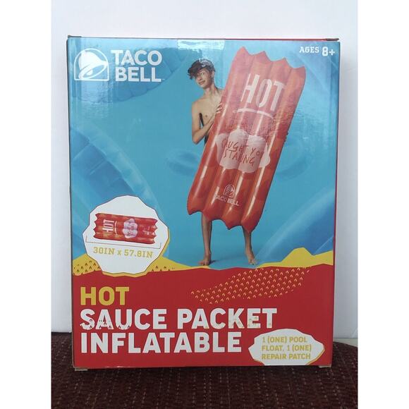 Taco Bell HOT SAUCE PACKET INFLATABLE Pool Float *New/Sealed!* 30"X57.8" - Picture 1 of 2